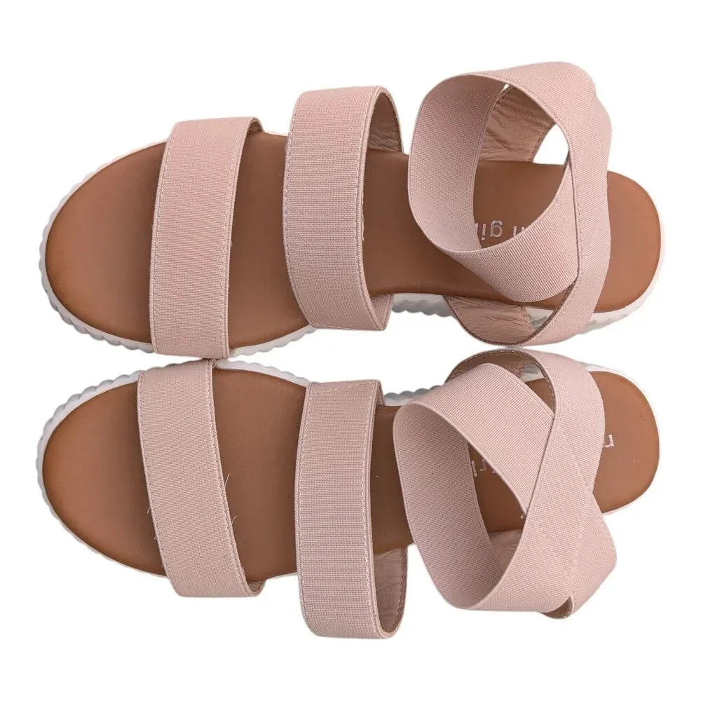 Madden Girl Women's Platform Sandals Sz 7.5 Blush Chunky Wedge Ankle Strap Y2K